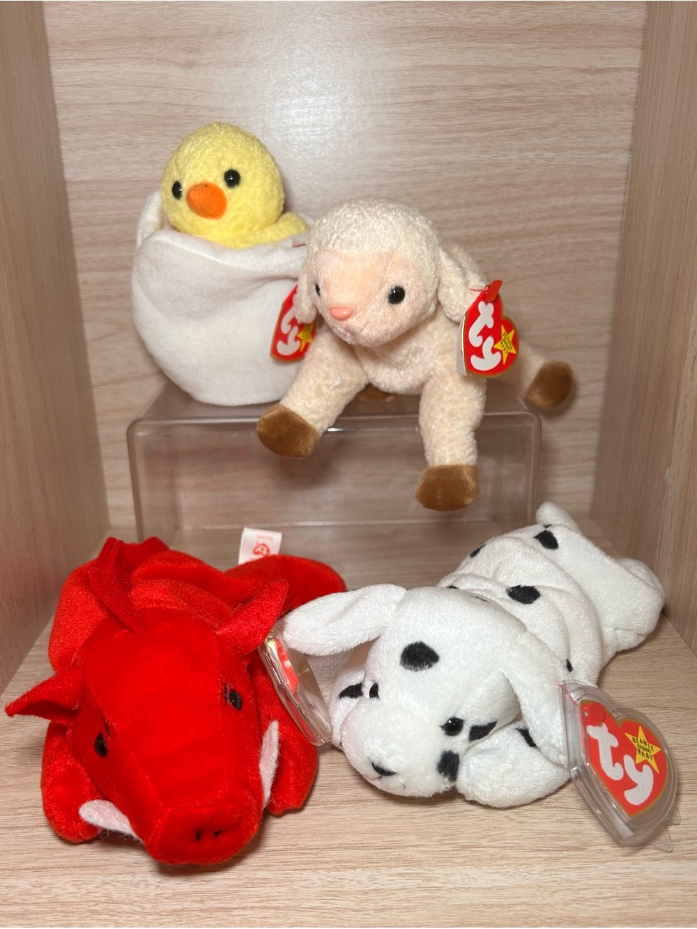 90’s Vintage Ty Beanie Babies - Lot of 4 Grunt , Sparky , Eggbert , Ewey